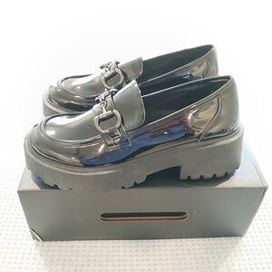 Fashion Nova Glossy Black School Girl Loafers